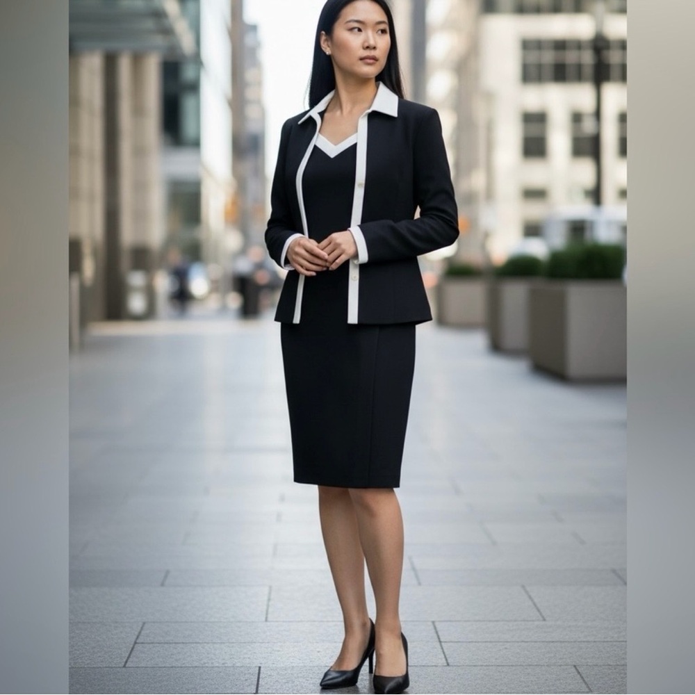 Ann Taylor Black with White Trim Blazer